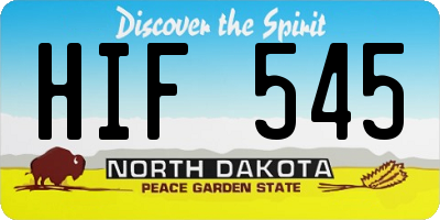 ND license plate HIF545