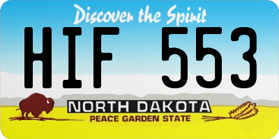 ND license plate HIF553