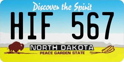 ND license plate HIF567