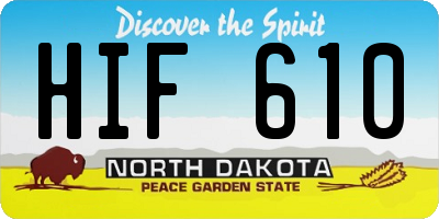 ND license plate HIF610
