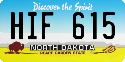 ND license plate HIF615