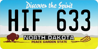 ND license plate HIF633