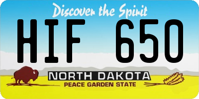 ND license plate HIF650