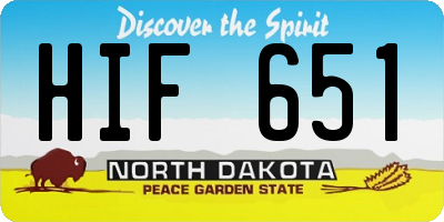 ND license plate HIF651