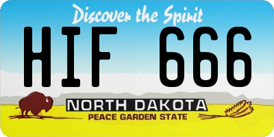 ND license plate HIF666