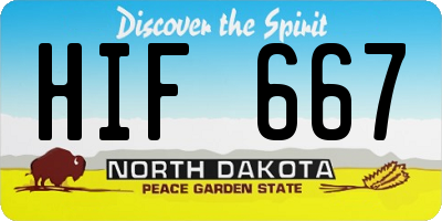 ND license plate HIF667