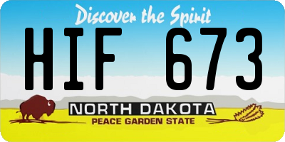 ND license plate HIF673