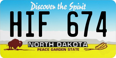 ND license plate HIF674