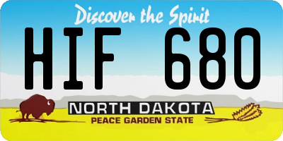ND license plate HIF680