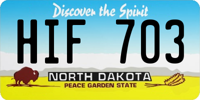 ND license plate HIF703