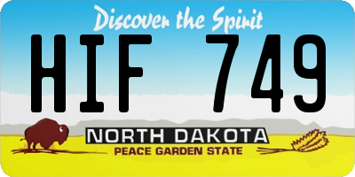 ND license plate HIF749