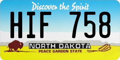 ND license plate HIF758