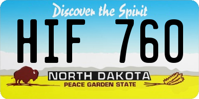 ND license plate HIF760
