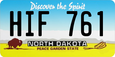 ND license plate HIF761