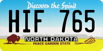 ND license plate HIF765