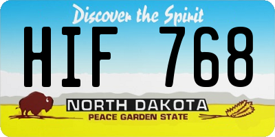 ND license plate HIF768