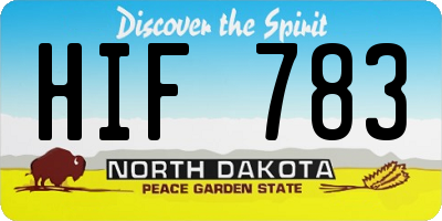 ND license plate HIF783