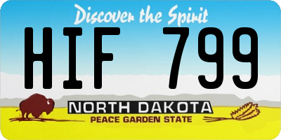 ND license plate HIF799