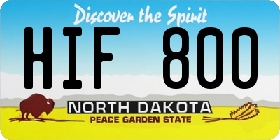 ND license plate HIF800