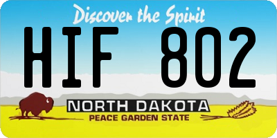 ND license plate HIF802