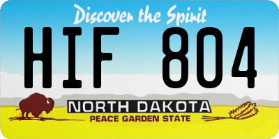 ND license plate HIF804