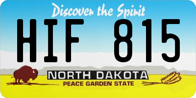ND license plate HIF815