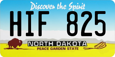 ND license plate HIF825