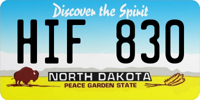 ND license plate HIF830