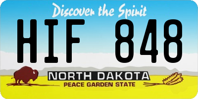 ND license plate HIF848