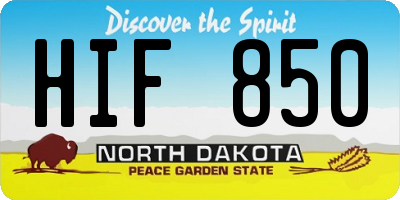 ND license plate HIF850