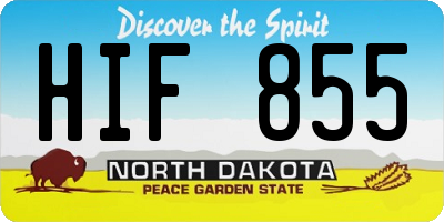 ND license plate HIF855
