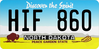 ND license plate HIF860