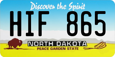 ND license plate HIF865