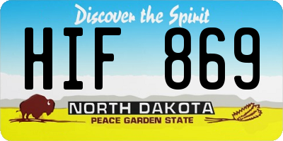 ND license plate HIF869
