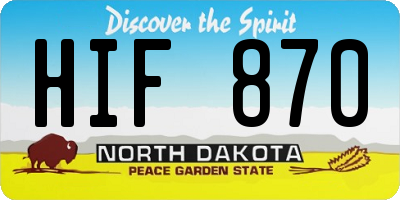 ND license plate HIF870