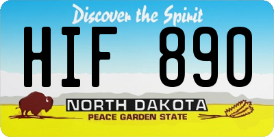 ND license plate HIF890