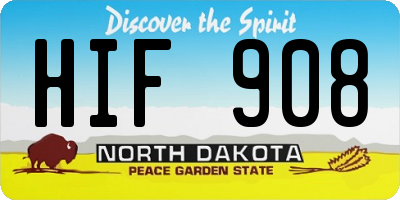 ND license plate HIF908
