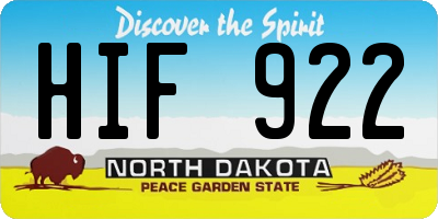 ND license plate HIF922
