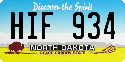 ND license plate HIF934
