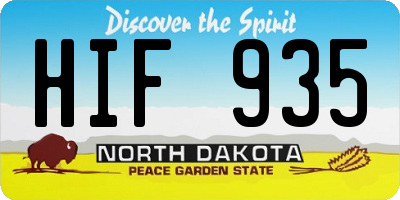 ND license plate HIF935
