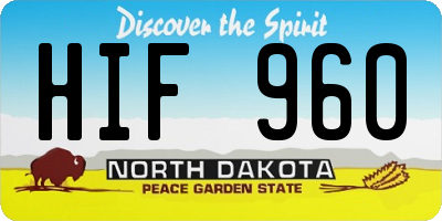 ND license plate HIF960