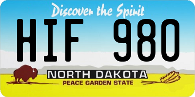 ND license plate HIF980