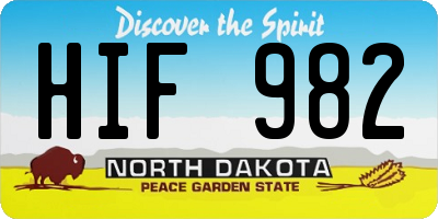 ND license plate HIF982