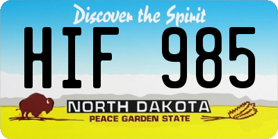 ND license plate HIF985