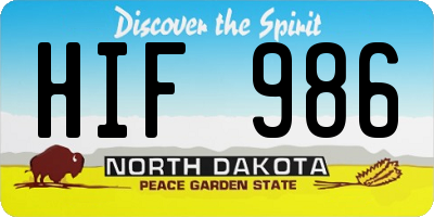 ND license plate HIF986