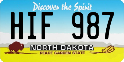 ND license plate HIF987