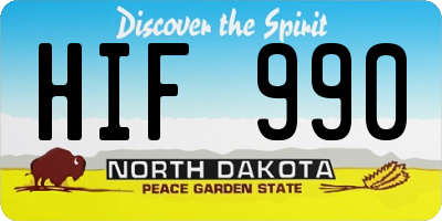 ND license plate HIF990