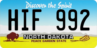 ND license plate HIF992