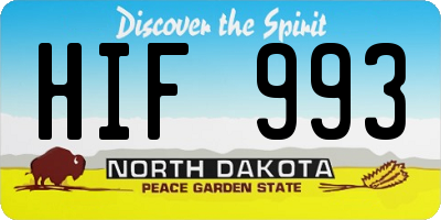 ND license plate HIF993