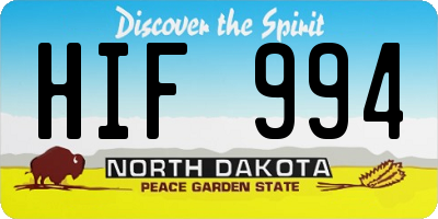 ND license plate HIF994